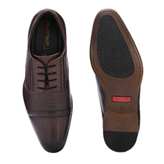 Men Premium Leather Brown Lace-Up Formal Derby Shoes (Origo-60)