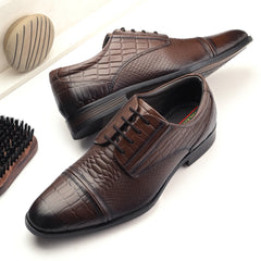 Men Premium Leather Brown Lace-Up Formal Derby Shoes (Origo-60)