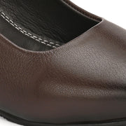 Women Premium Leather Block Heel Pump  (W-Alice-10-Brown)