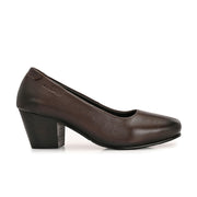 Women Premium Leather Block Heel Pump  (W-Alice-10-Brown)