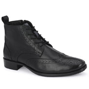 Men Premium Leather Black Side Zipper & Lace-Up Boot (DareDevil-80-Black)