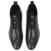 Men Premium Leather Black Side Zipper & Lace-Up Boot (DareDevil-80-Black)