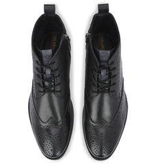 Men Premium Leather Black Side Zipper & Lace-Up Boot (Macho-80)