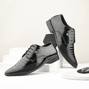 West Port Men Synthetic Patent Lace-Up Party Wear Shoes (M-BT-50-Black)