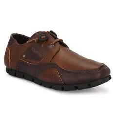 Men Premium Leather Casual Derby Shoes (Entero-55-TanBrown)