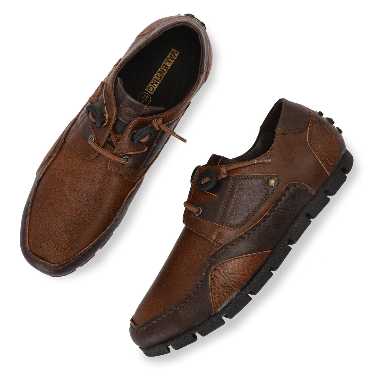 Men Premium Leather Casual Derby Shoes (Entero-55-TanBrown)