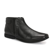 Men Premium Leather Black Side Zipper Ankle Boot (Gateway-86-Black)