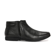 Men Premium Leather Black Side Zipper Ankle Boot (Gateway-86-Black)