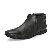 Men Premium Leather Black Side Zipper Ankle Boot (Gateway-86-Black)