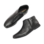 Men Premium Leather Black Side Zipper Ankle Boot (Gateway-86-Black)