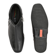 Men Premium Leather Black Side Zipper Ankle Boot (Gateway-86-Black)