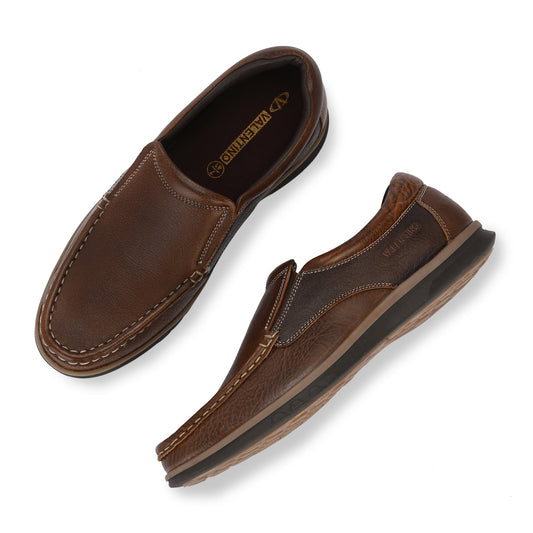 DANIAL-02 MEN LEATHER TAN CASUAL SLIP ON MOCCASSINS