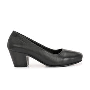 Women Premium Leather Block Heel Pump  (W-Alice-10-Black)