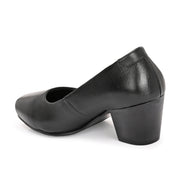 Women Premium Leather Block Heel Pump  (W-Alice-10-Black)