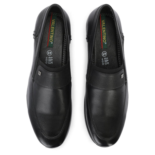 Men Premium Leather Black Slip-On Formal Shoes (Astra-21A)