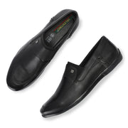 Men Premium Leather Black Slip-On Formal Shoes (Massage-21-Black)