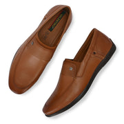 Men Premium Leather Tan Slip-On Formal Shoes (Massage-21-Tan)