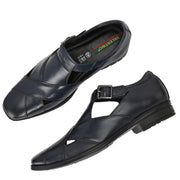 Men Premium Leather Navy Casual Sandals (NewTop-80-Navy)