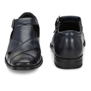 Men Premium Leather Navy Casual Sandals (NewTop-80-Navy)