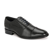 Men Premium Leather Black Lace Up Formal Oxford Shoes (Winston-65-Black)