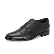 Men Premium Leather Black Lace Up Formal Oxford Shoes (Winston-65-Black)
