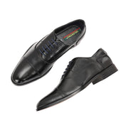 Men Premium Leather Black Lace Up Formal Oxford Shoes (Winston-65-Black)