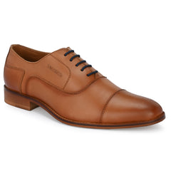 Men Premium Leather Cognac Lace-Up Formal Derby Shoes (Origo-65)