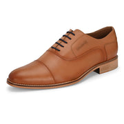 Men Premium Leather Cognac Lace-Up Formal Derby Shoes (Winston-65-Cognac)