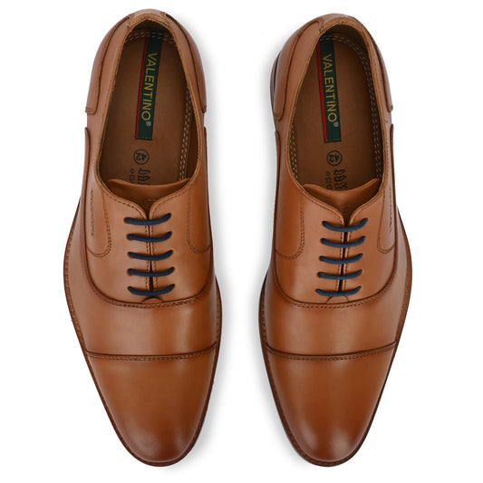 Men Premium Leather Cognac Lace-Up Formal Derby Shoes (Origo-65)