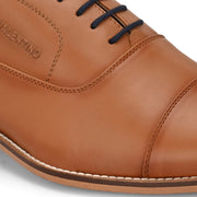 Men Premium Leather Cognac Lace-Up Formal Derby Shoes (Winston-65-Cognac)
