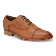 Men Premium Leather Cognac Lace-Up Formal Derby Shoes (Winston-65-Cognac)