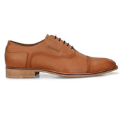 Men Premium Leather Cognac Lace-Up Formal Derby Shoes (Winston-65-Cognac)
