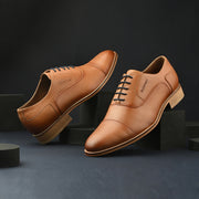 Men Premium Leather Cognac Lace-Up Formal Derby Shoes (Winston-65-Cognac)