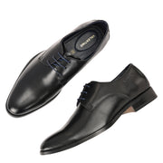 Men Premium Leather Black Lace-Up Formal Derby Shoes (Winston-50-Black)
