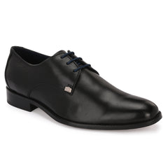 Men Premium Leather Black Lace-Up Formal Derby Shoes (Origo-50)