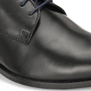 Men Premium Leather Black Lace-Up Formal Derby Shoes (Winston-50-Black)