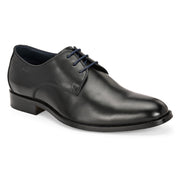 Men Premium Leather Black Lace-Up Formal Derby Shoes (Winston-50-Black)