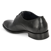 Men Premium Leather Black Lace-Up Formal Derby Shoes (Winston-50-Black)