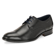 Men Premium Leather Black Lace-Up Formal Derby Shoes (Winston-50-Black)