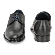 Men Premium Leather Black Lace-Up Formal Derby Shoes (Winston-50-Black)