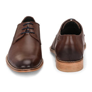 Men Premium Leather Brown Lace-Up Formal Derby Shoes (Winston-50-Brown)
