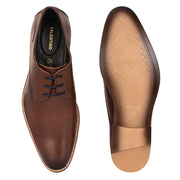 Men Premium Leather Brown Lace-Up Formal Derby Shoes (Winston-50-Brown)