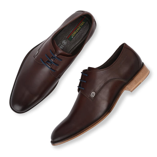 Men Premium Leather Brown Lace-Up Formal Derby Shoes (Origo-50)