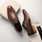 Men Premium Leather Brown Lace-Up Formal Derby Shoes (Winston-50-Brown)