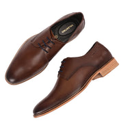Men Premium Leather Brown Lace-Up Formal Derby Shoes (Winston-50-Brown)