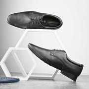 Men Premium Leather Black Lace-Up Formal Derby Shoes (California-70-Black)