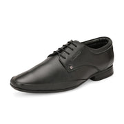 Men Premium Leather Black Lace-Up Formal Derby Shoes (California-70-Black)
