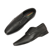 Men Premium Leather Black Lace-Up Formal Derby Shoes (California-70-Black)