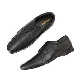 Men Premium Leather Black Lace-Up Formal Derby Shoes (California-70-Black)