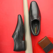 Men Premium Leather Black Slip-On Formal Shoes (California-20-Black)